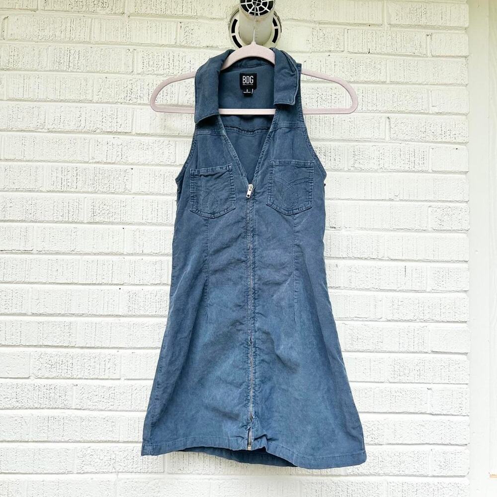 BDG by Urban Outfitters Blue Corduroy Zippered Mini Dress